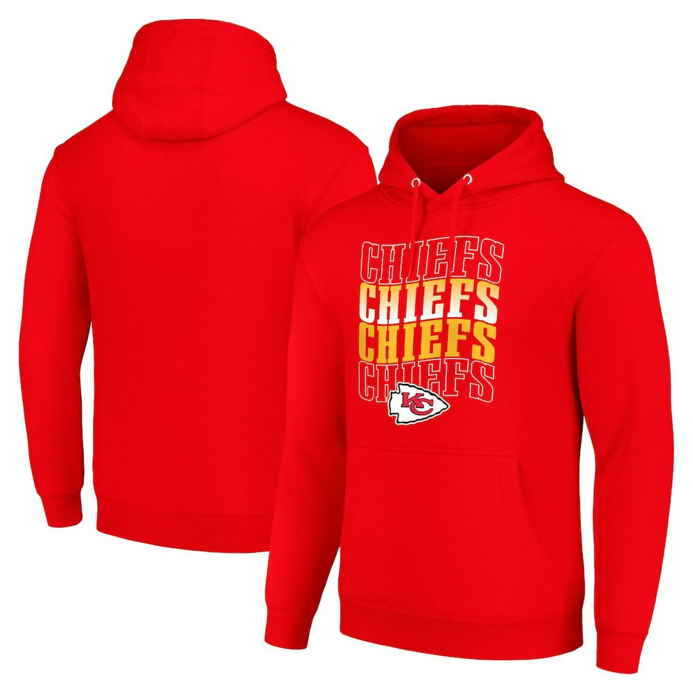 Kansas City Chiefs Starter Four Team Name Logo Fleece Pullover Hoodie Red