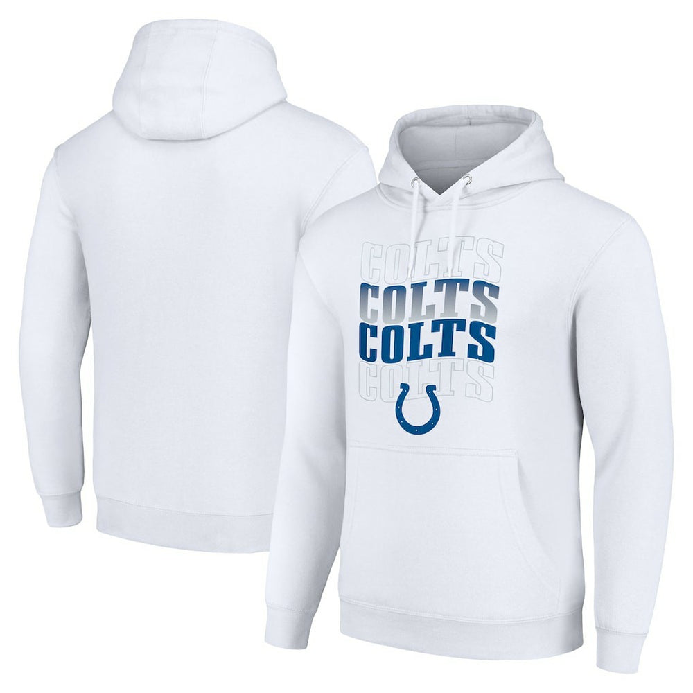 Indianapolis Colts Starter Four Team Name Logo Fleece Pullover Hoodie White