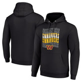 Washington Commanders Starter Four Team Name Logo Fleece Pullover Hoodie Black