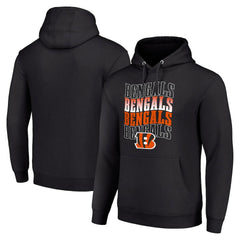 Cincinnati Bengals Starter Four Team Name Logo Fleece Pullover Hoodie Black