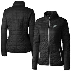 Philadelphia Eagles Cutter & Buck Women's Rainier PrimaLoft Eco Insulated Full-Zip Puffer Jacket Black