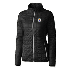 Pittsburgh Steelers Cutter & Buck Women's Rainier PrimaLoft Eco Insulated Full-Zip Puffer Jacket Black