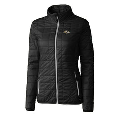 Baltimore Ravens Cutter & Buck Women's Rainier PrimaLoft Eco Insulated Full-Zip Puffer Jacket Black