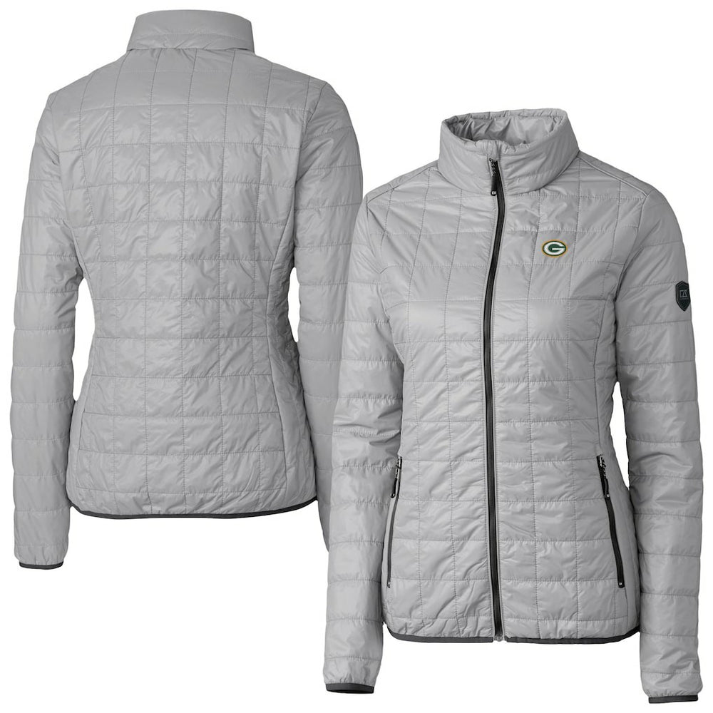 Green Bay Packers Cutter & Buck Women's Rainier PrimaLoft Eco Insulated Full-Zip Puffer Jacket Gray
