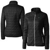 Carolina Panthers Cutter & Buck Women's Rainier PrimaLoft Eco Insulated Full-Zip Puffer Jacket Black
