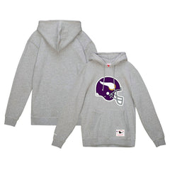 Minnesota Vikings Helmet Logo Vintage Pullover Hoodie Heather Gray