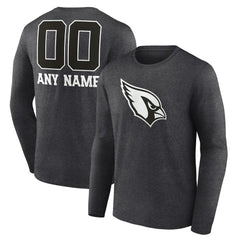 Arizona Cardinals Personalized Name & Number Monochrome Long Sleeve T-Shirt Charcoal