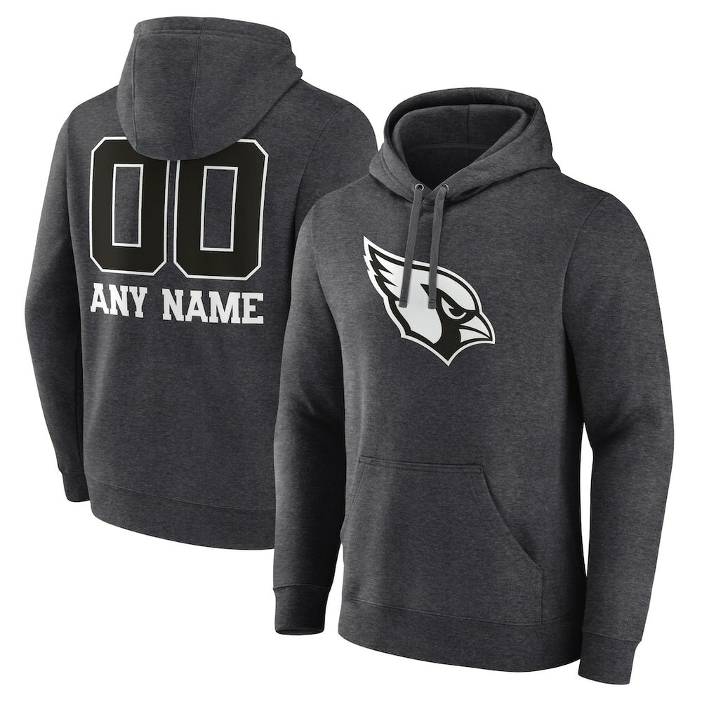 Arizona Cardinals Personalized Name & Number Monochrome Pullover Hoodie Charcoal