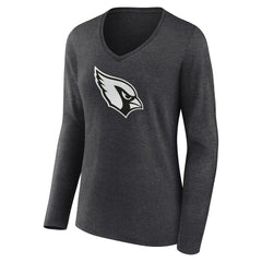 Arizona Cardinals Women's Personalized Name & Number Monochrome V-neck T-Shirt Charcoal