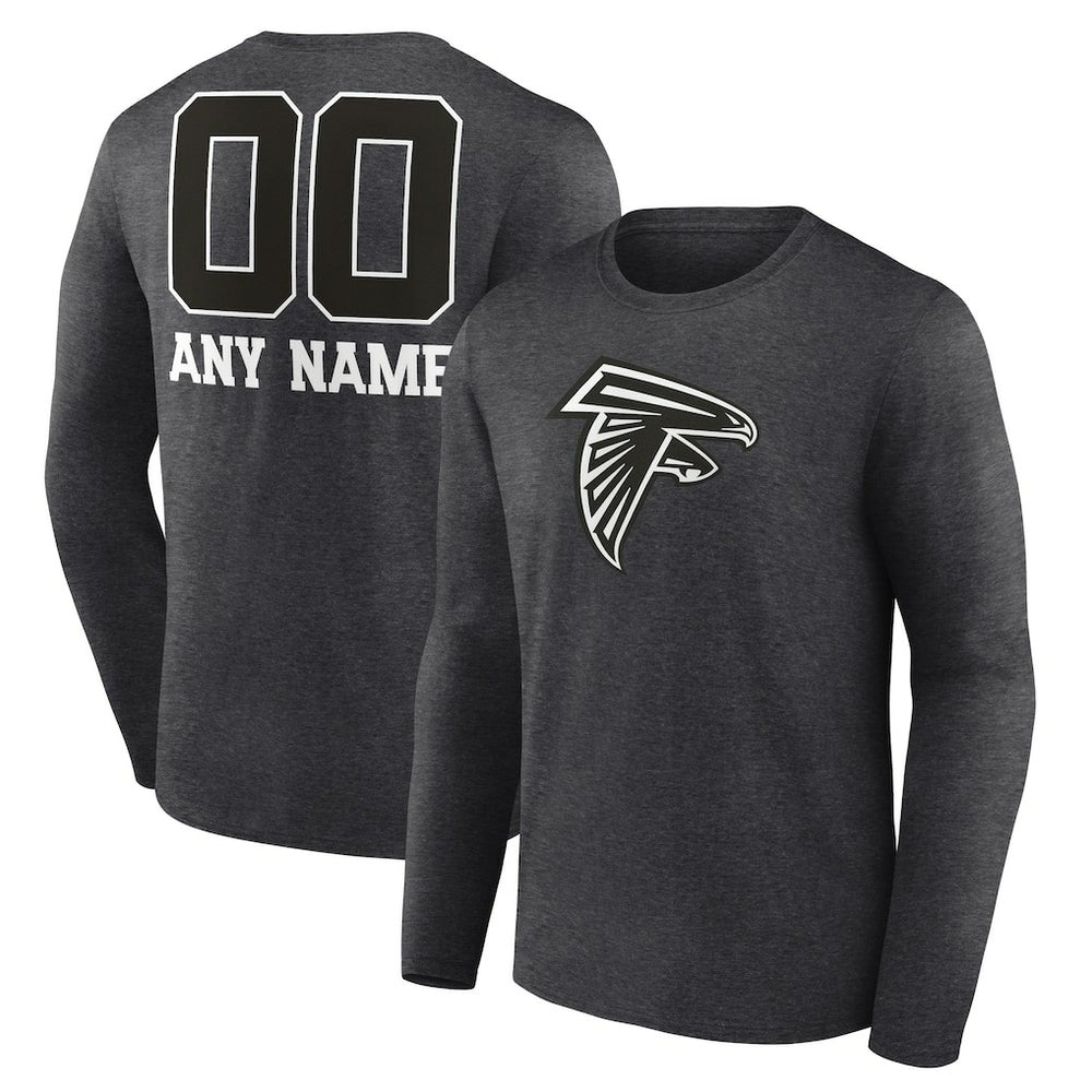 Atlanta Falcons Personalized Name & Number Monochrome Long Sleeve T-Shirt Charcoal