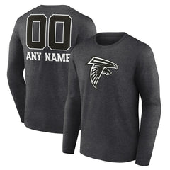 Atlanta Falcons Personalized Name & Number Monochrome Long Sleeve T-Shirt Charcoal