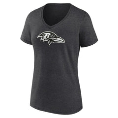 Baltimore Ravens Women's Personalized Name & Number Monochrome V-Neck Long Sleeve T-Shirt Charcoal