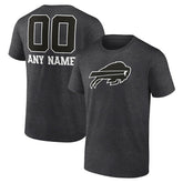 Buffalo Bills Personalized Name & Number Monochrome T-Shirt Charcoal