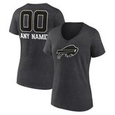 Buffalo Bills Women's Personalized Name & Number Monochrome V-Neck Long Sleeve T-Shirt Charcoal