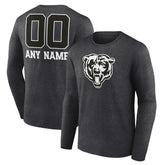 Chicago Bears Personalized Name & Number Monochrome Long Sleeve T-Shirt Charcoal