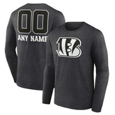 Cincinnati Bengals Personalized Name & Number Monochrome Long Sleeve T-Shirt Charcoal