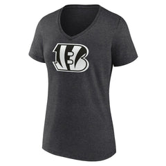 Cincinnati Bengals Women's Personalized Name & Number Monochrome V-Neck Long Sleeve T-Shirt Charcoal