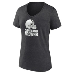 Cleveland Browns Women's Personalized Name & Number Monochrome V-Neck Long Sleeve T-Shirt Charcoal