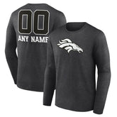 Denver Broncos Personalized Name & Number Monochrome Long Sleeve T-Shirt Charcoal