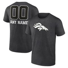 Denver Broncos Personalized Name & Number Monochrome T-Shirt Charcoal