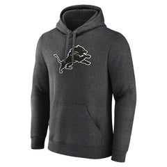 Detroit Lions Personalized Name & Number Monochrome Pullover Hoodie Charcoal