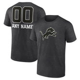 Detroit Lions Personalized Name & Number Monochrome T-Shirt Charcoal