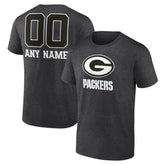 Green Bay Packers Personalized Name & Number Monochrome T-Shirt Charcoal