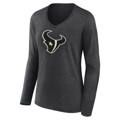 Houston Texans Women's Personalized Name & Number Monochrome V-neck T-Shirt Charcoal