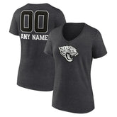 Jacksonville Jaguars Women's Personalized Name & Number Monochrome V-Neck Long Sleeve T-Shirt Charcoal