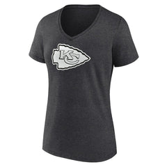 Kansas City Chiefs Women's Personalized Name & Number Monochrome V-Neck Long Sleeve T-Shirt Charcoal