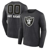 Las Vegas Raiders Personalized Name & Number Monochrome Long Sleeve T-Shirt Charcoal