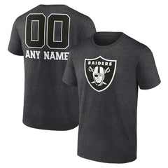Las Vegas Raiders Personalized Name & Number Monochrome T-Shirt Charcoal
