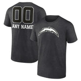 Los Angeles Chargers Personalized Name & Number Monochrome T-Shirt Charcoal