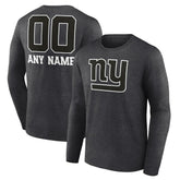 New York Giants Personalized Name & Number Monochrome Long Sleeve T-Shirt Charcoal