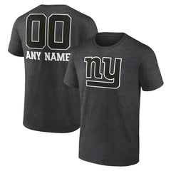 New York Giants Personalized Name & Number Monochrome T-Shirt Charcoal