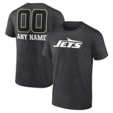 New York Jets Personalized Name & Number Monochrome T-Shirt Charcoal