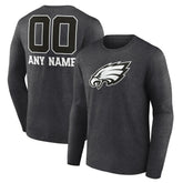 Philadelphia Eagles Personalized Name & Number Monochrome Long Sleeve T-Shirt Charcoal