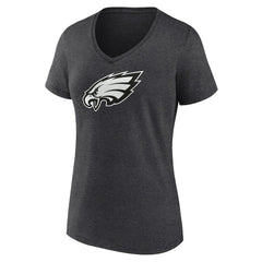 Philadelphia Eagles Women's Personalized Name & Number Monochrome V-Neck Long Sleeve T-Shirt Charcoal