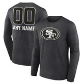 San Francisco 49ers Personalized Name & Number Monochrome Long Sleeve T-Shirt Charcoal