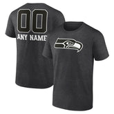 Seattle Seahawks Personalized Name & Number Monochrome T-Shirt Charcoal