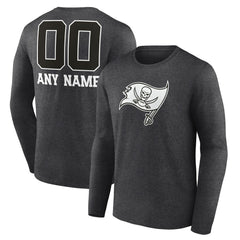 Tampa Bay Buccaneers Personalized Name & Number Monochrome Long Sleeve T-Shirt Charcoal