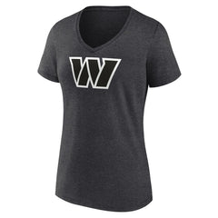 Washington Commanders Women's Personalized Name & Number Monochrome V-Neck Long Sleeve T-Shirt Charcoal