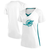 Miami Dolphins Women's Plus Size Glitter Lace-Up V- Neck T-Shirt White