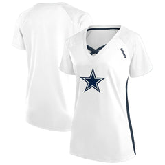 Dallas Cowboys Women's Plus Size Glitter Lace-Up V- Neck T-Shirt White