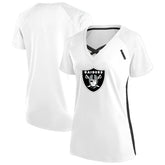 Las Vegas Raiders Women's Plus Size Glitter Lace-Up V- Neck T-Shirt White