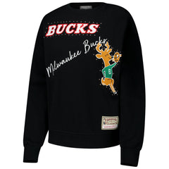 Milwaukee Bucks Women's Hardwood Classics Home Team Pullover Sweatshirt Black