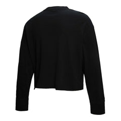 New York Knicks Women's Hardwood Classics Studded Boxy Cropped Long Sleeve T-Shirt Black
