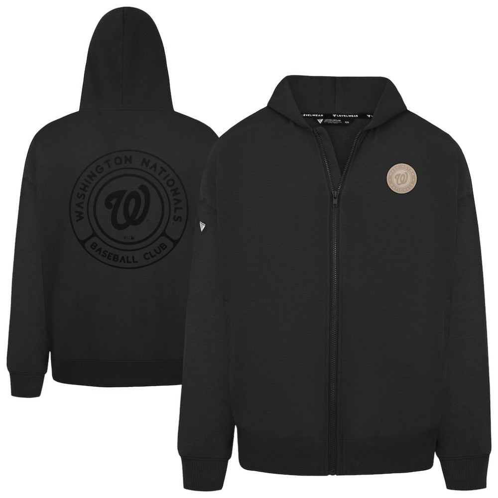 Washington Nationals Levelwear Uphill Oversized Full-Zip Hoodie - Black Hoodies