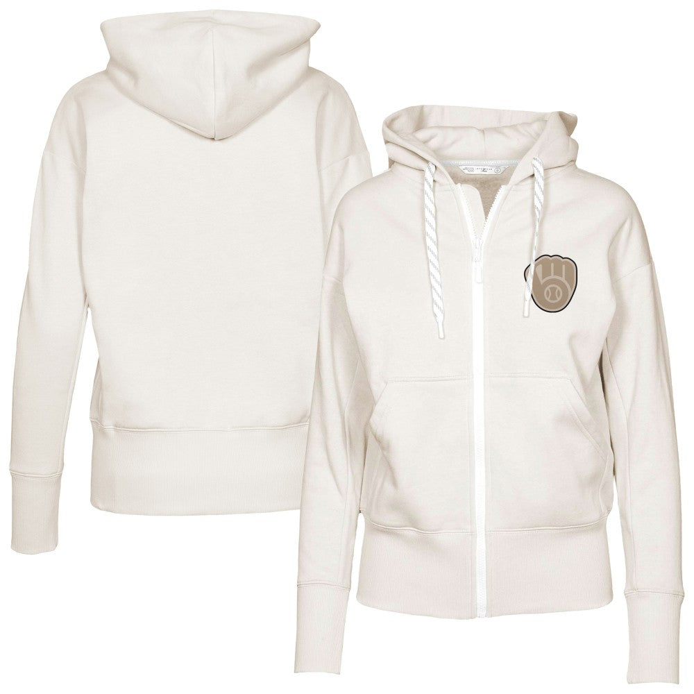 Milwaukee Brewers Levelwear Women's Gardinia Full-Zip Hoodie - Khaki Hoodies