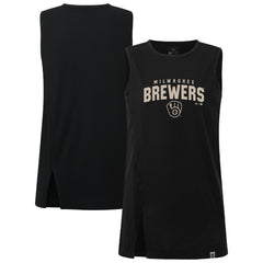 Milwaukee Brewers Levelwear Women's Influx Team Arch Tank Top - Black Tanks